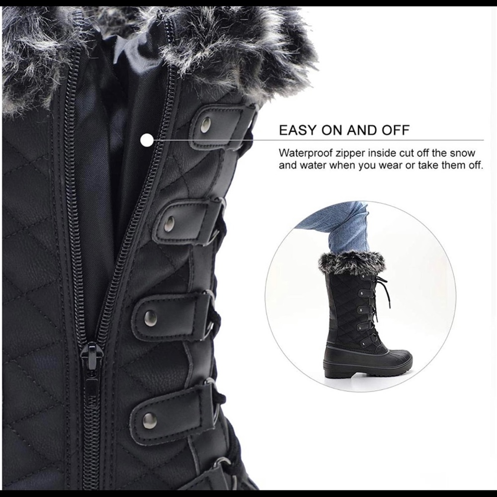 Aleader black winter snow boots